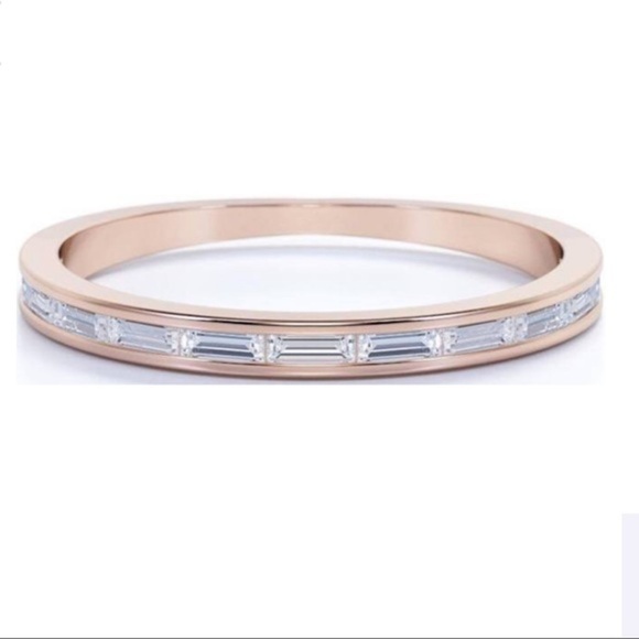 3 Channel Set Eternity Stackable CZ Ring Rose Gold - Picture 4 of 8